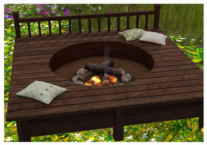 Jasmine Firepit and Decking Set - Dark Brown
