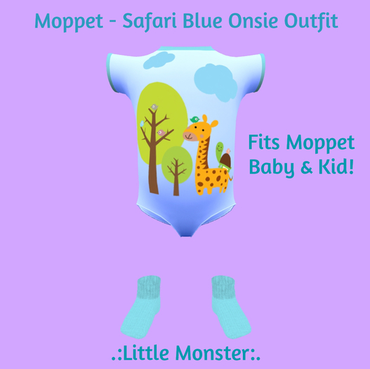 Moppet - Safari Animals Blue Onsie Outfit (Boxed)