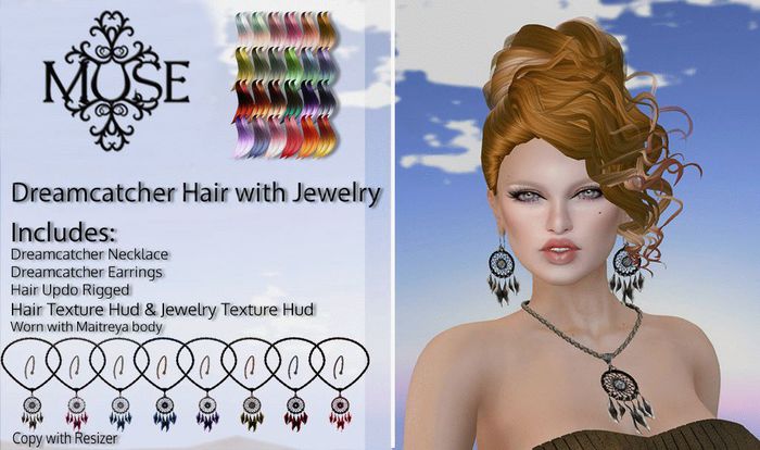 [MUSE] Dreamcatcher Hair & Jewelry - Fantasy  pkg hud