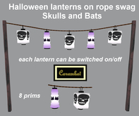 Halloween lanterns on rope swag - Skulls and Bats