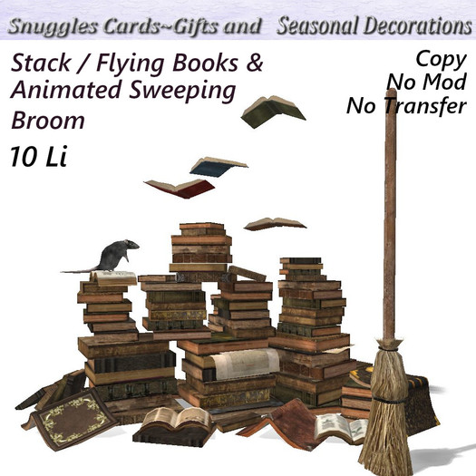 Second Life Marketplace Stack / Flying Books & Sweeping Broom
