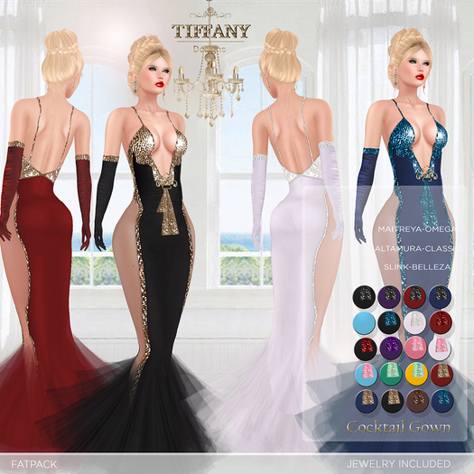 ::TD:: Cocktail Gown with Appliers ~ FATPACK