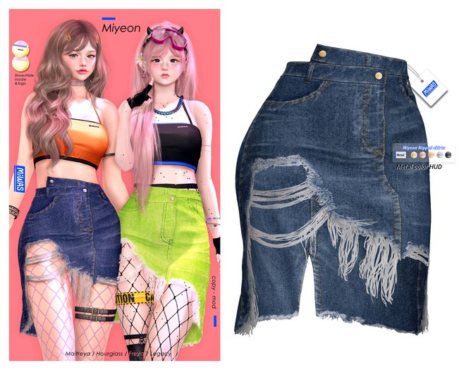 MIWAS / Miyeon Ripped skirt #Dark Blue