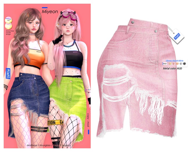 MIWAS / Miyeon Ripped skirt #Pink