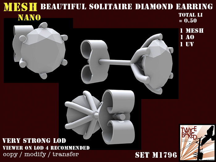 "TB" Detailed diamond earring (solitaire) M1796