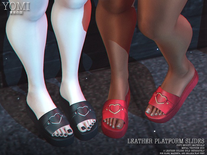 [Yomi] Leather Platform Slides - DEMO