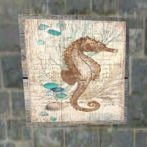 rustic beach  framed poster  -seahorse