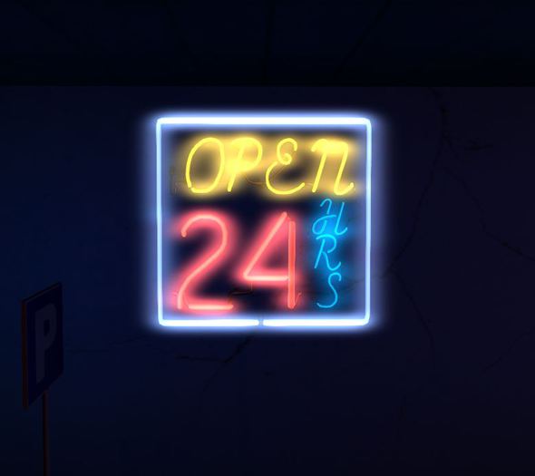 OPEN 24 HRS Neon Sign Box