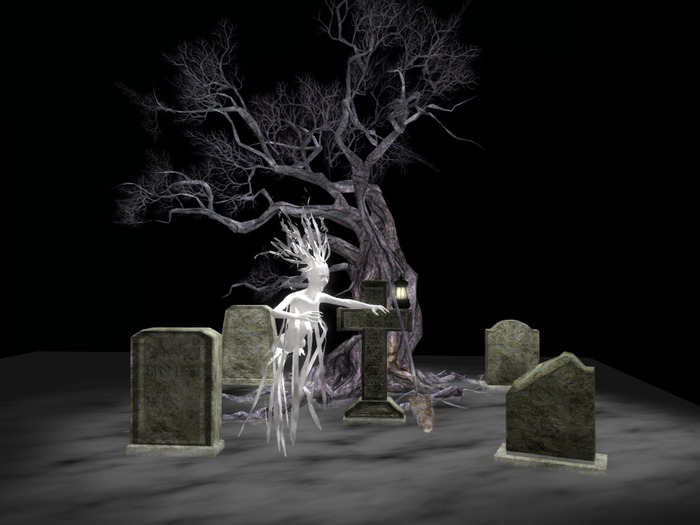 Spooky Grave yard with Ghost Boxed