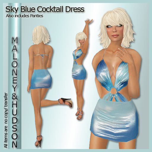 Ladies Sky Blue Cocktail Dress