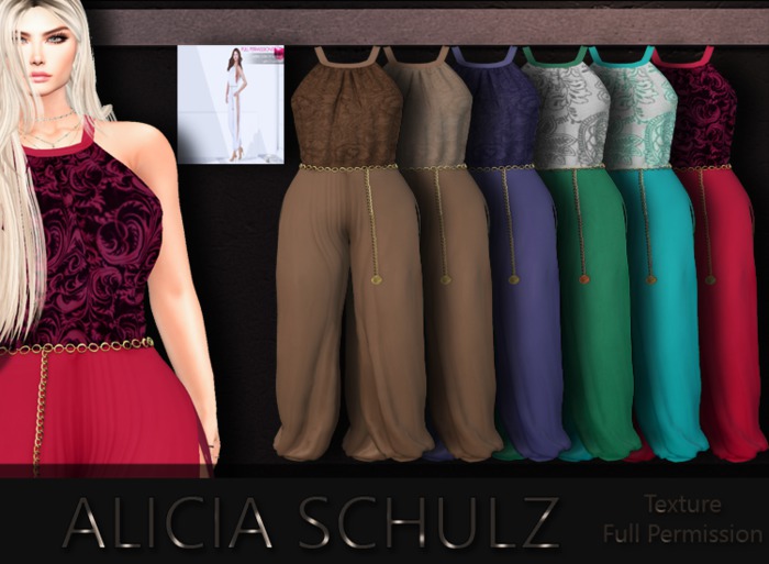 [Alicia Schulz] Texture for MAITREYA FULL PERM FITMESH White Halter Strap Side Cut Top Side Slit Pants Jumpsit wit SET 2