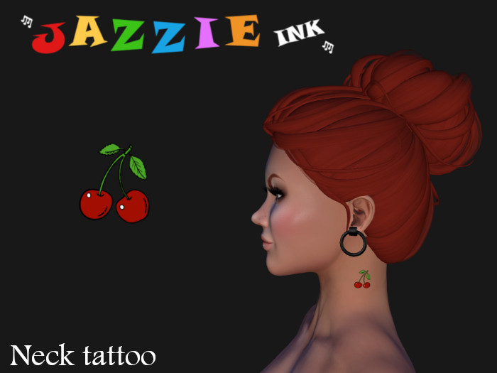 Cherry red neck tattoo