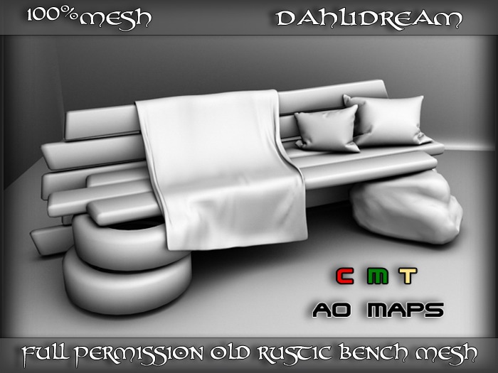DD_Full_Permission_Rustic_Old_Bench_Mesh