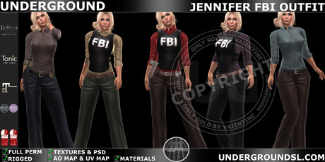 Second Life Marketplace - [UG MESH] JENNIFER FBI OUTFIT