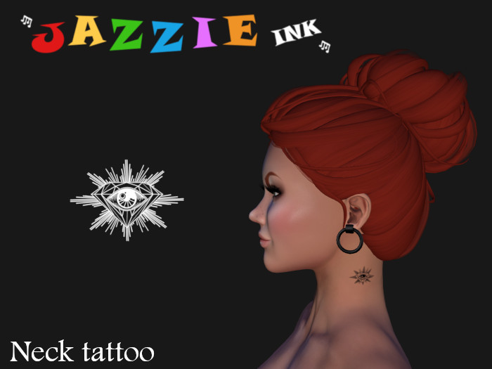 Diamonds eye neck tattoo