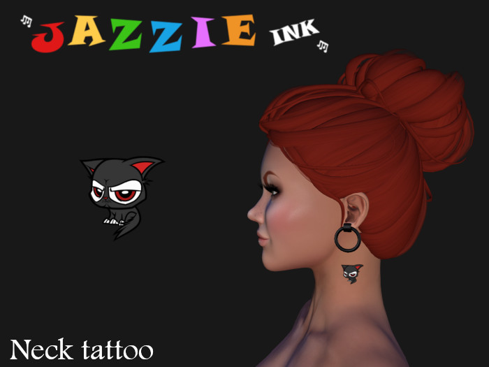 Grumpy cat black neck tattoo