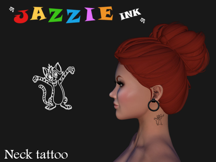 Happy cat 1 neck tattoo