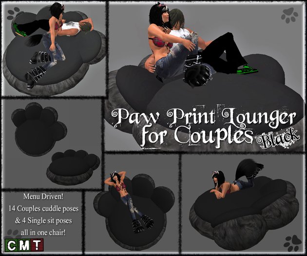 Paw Print lounger for Couples (Black) Box