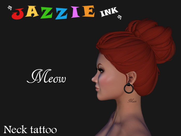 Meow neck tattoo