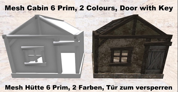 Mesh Cabin 6 Prim, 2 Clours, Door with Key