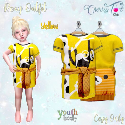 *Cherry Tot* Youth Roxy Outfit Yellow (Wear&Click)