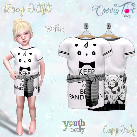 *Cherry Tot* Youth Roxy Outfit White (Wear&Click)