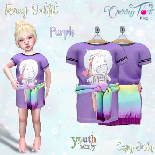 *Cherry Tot* Youth Roxy Outfit Purple (Wear&Click)
