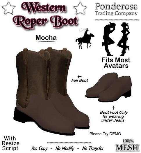 Western Roper Boot [MESH] Mocha