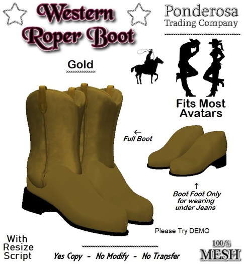 Western Roper Boot [MESH] Gold