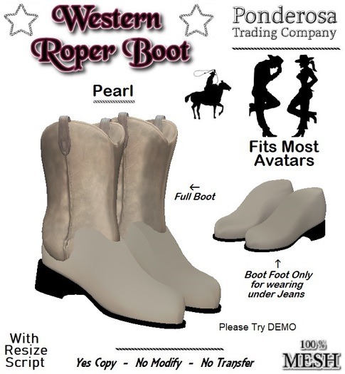 Western Roper Boot [MESH] Pearl