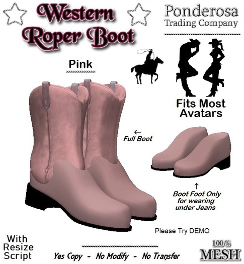 Western Roper Boot [MESH] Pink