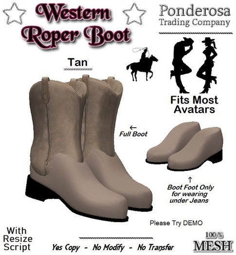 Western Roper Boot [MESH] Tan
