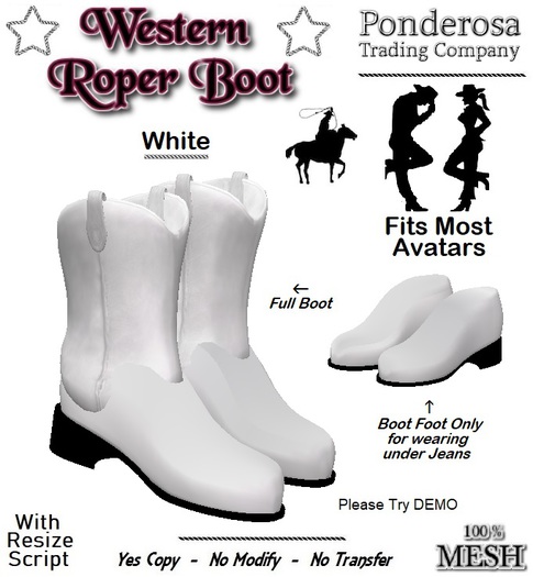 Western Roper Boot [MESH] White