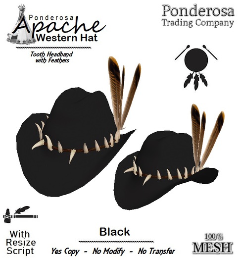 Apache Western Hat [MESH] Black