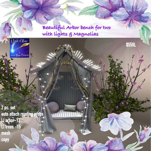 Beautiful Arbor Bench for 2 with Magnolia tree-crate