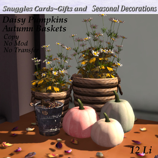 Daisy Pumpkins Autumn Baskets 