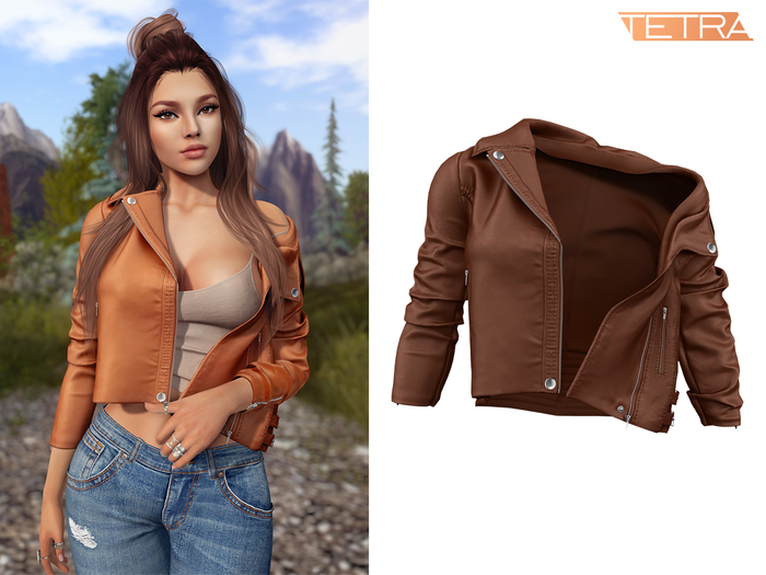 TETRA - Moto leather jacket (Brown)