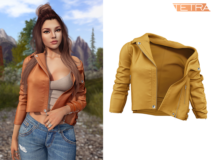 TETRA - Moto leather jacket (Yellow)