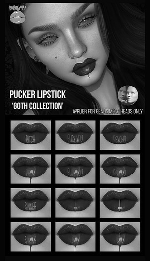 [POUT!] Pucker Lipstick ( Goth Set)- Genus DEMO