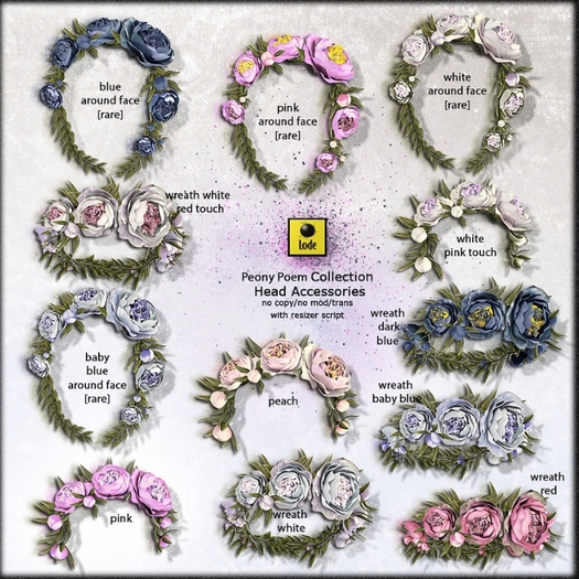 *LODE* Head Accessory - Peony Poem [blue around face] RARE