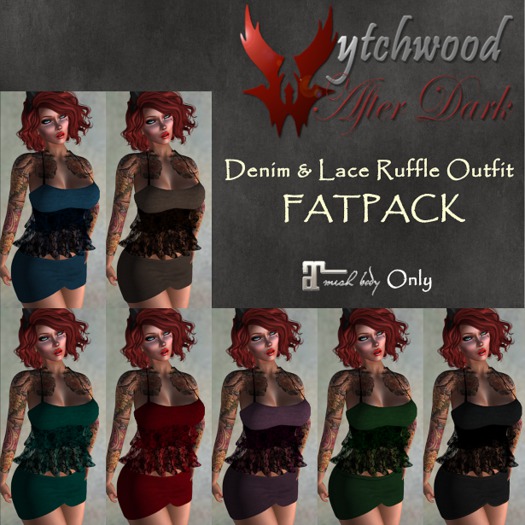 W-AD Denim & Lace Ruffle Fatpack