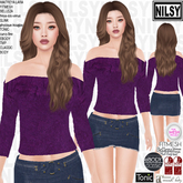 OFFSHOULDER FELTED TOP WITH JEAN SKIRT,ALL BODIES