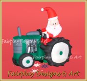 Muscial Tractor Santa Yard Decoration RESIZE/TRANS