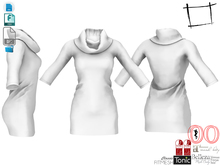  Dae Obj FBX For Women's 3 Quarter Sleeves Rolled cowl Neck Mini Dress Slink, Maitreya, Belleza, Tonic