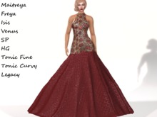 ~PP~ Shimmering Quiver Gown - Red Rosed Lace