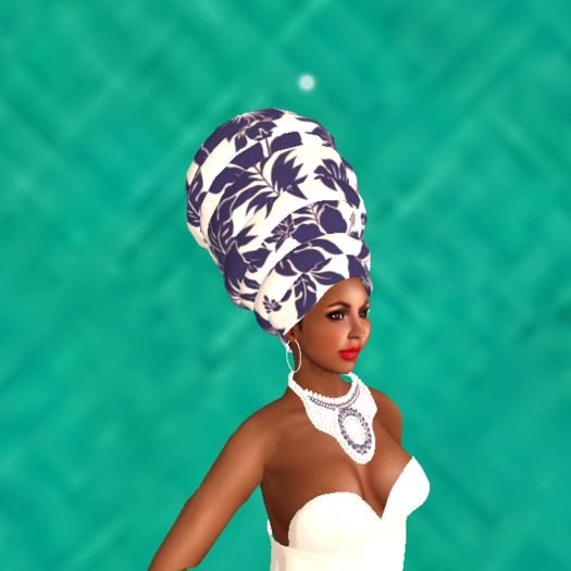 Queen Headwrap - Blue Hibiscus - Innovia Designs