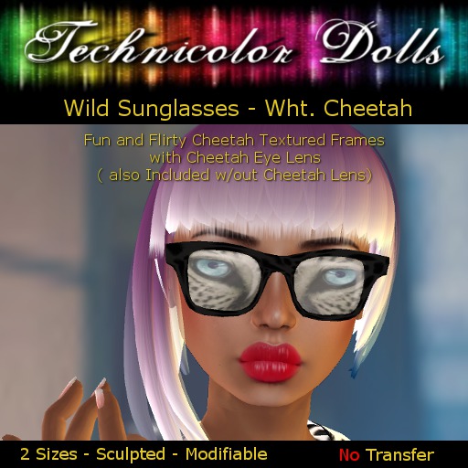 -TDolls- Wild SunGlasses - Wht. Cheetah (MCt - Box)