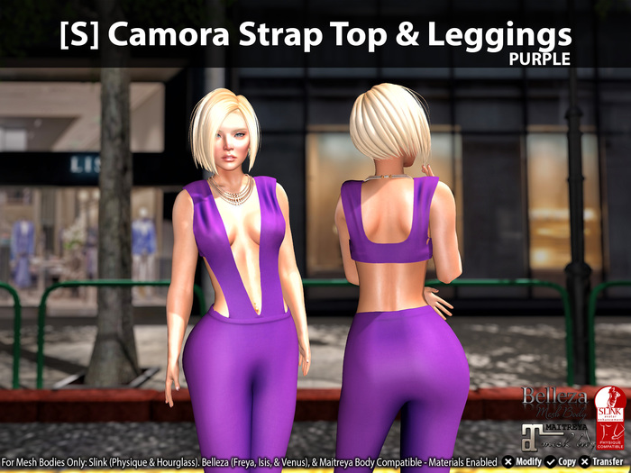 [S] Camora Strap Top & Leggings Purple