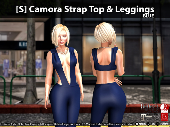 [S] Camora Strap Top & Leggings Blue