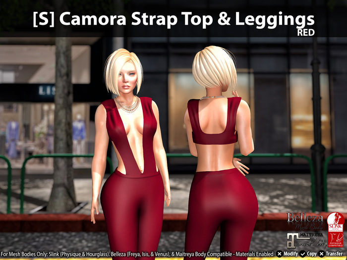 [S] Camora Strap Top & Leggings Red